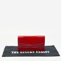 Gianfranco Ferre Red Alligator Envelope Flap Travel Organizer