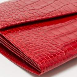 Gianfranco Ferre Red Alligator Envelope Flap Travel Organizer