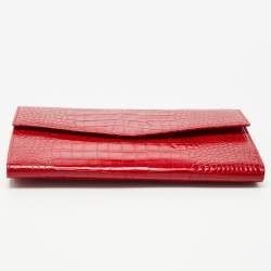 Gianfranco Ferre Red Alligator Envelope Flap Travel Organizer
