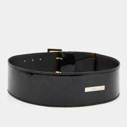 Gianfranco Ferre Black Patent Leather Buckle Wide Belt 95CM