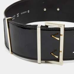 Gianfranco Ferre Black Patent Leather Buckle Wide Belt 95CM