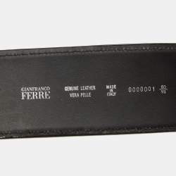 Gianfranco Ferre Black Patent Leather Buckle Wide Belt 95CM