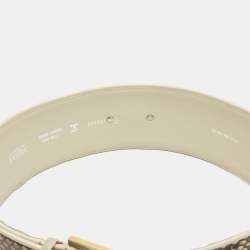 Pre Owned Gianfranco Ferre Beige Watersnake Leather Buckle Wide Belt 90CM