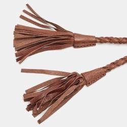 Gianfranco Ferre Brown Leather and Ostrich Braided Tassel Corset 