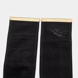 Gianfranco Ferre Black Leather and Lizard Logo Plague Wrap Belt 