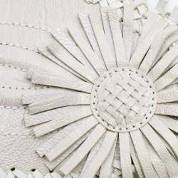 Pre Owned Gianfranco Ferre White Ostrich Leg and Leather Braided Corset Belt