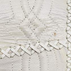 Pre Owned Gianfranco Ferre White Ostrich Leg and Leather Braided Corset Belt