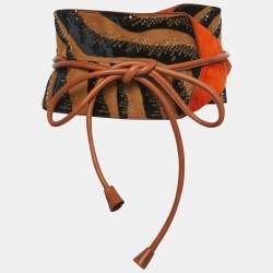 Gianfranco Ferre Multicolor Zebra Effect Sequins Detail Corset Belt