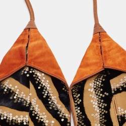Gianfranco Ferre Multicolor Zebra Effect Sequins Detail Corset Belt
