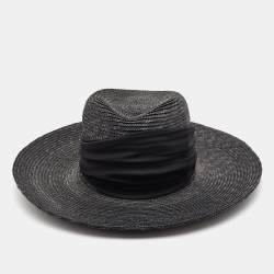 Pre Owned Gianfranco Ferre Vintage Black Straw Hat M