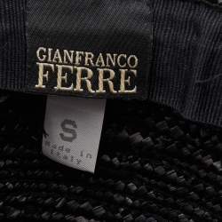 Pre Owned Gianfranco Ferre Vintage Black Straw Hat M