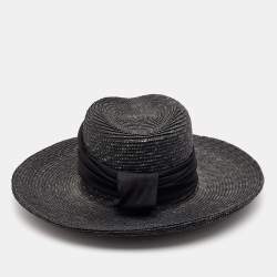 Pre Owned Gianfranco Ferre Vintage Black Straw Hat M