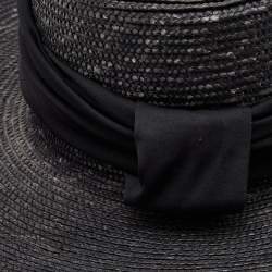 Pre Owned Gianfranco Ferre Vintage Black Straw Hat M