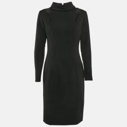 Gianfranco Ferre Black Crepe Turtle Neck Short Dress M