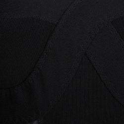 Pre Owned Gianfranco Ferre Black Knit Criss Cross Eyelet Detail Bodycon Dress M