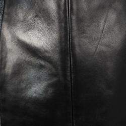 Pre Owned Gianfranco Ferre Grey Wool Contrast Leather Panel Detail Pencil Skirt M