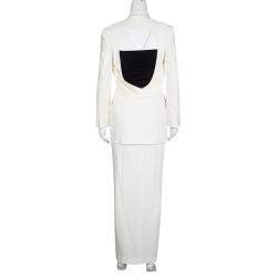 Pre Owned Gianfranco Ferre Cream Cutout Back Detail Blazer and Maxi Skirt Suit S