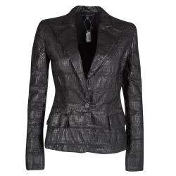 Gianfranco Ferre Brown Grass Snake Leather Jacket S