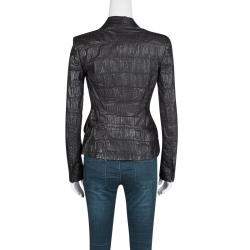 Gianfranco Ferre Brown Grass Snake Leather Jacket S