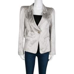 Pre Owned Gianfranco Ferre Grey Satin Tailored Blazer L