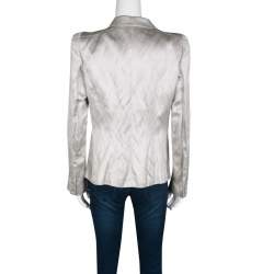 Pre Owned Gianfranco Ferre Grey Satin Tailored Blazer L