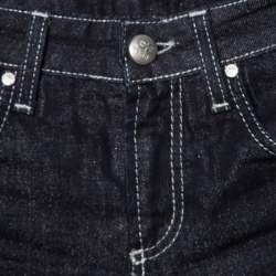 Pre Owned GF Ferre Indigo Dark Wash Metallic Denim Shorts S