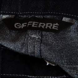 Pre Owned GF Ferre Indigo Dark Wash Metallic Denim Shorts S