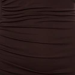 Gianfranco Ferre Brown Ruched Tie Detail One Shoulder Dress S