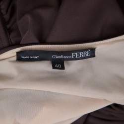 Gianfranco Ferre Brown Ruched Tie Detail One Shoulder Dress S