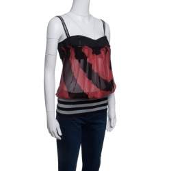 GF Ferre Multicolor Striped Lurex Knit Trim Sleeveless Bustier Top S