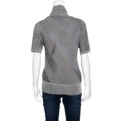 Gianfranco Ferre Metallic Patterned Jacquard Knit Short Sleeve Top M