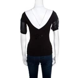 GF Ferre Black Sequin Embellished Plunge Back Neck Top XXS