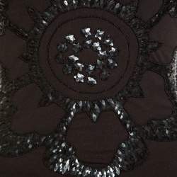 GF Ferre Black Sequin Embellished Plunge Back Neck Top XXS