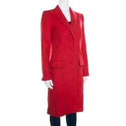 Gianfranco Ferre Red Wool and Cashmere Long Coat S