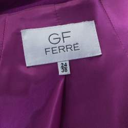 GF Ferre Purple Wool Button Front Long Coat S