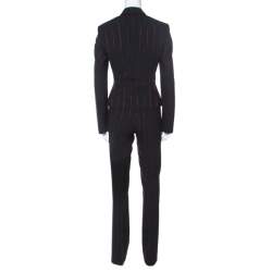 Gianfranco Ferre Black Wool Blend Pin Stripe Suit S