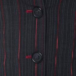 Gianfranco Ferre Black Wool Blend Pin Stripe Suit S