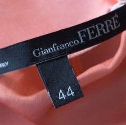 Gianfranco Ferre Peach Printed Silk Ruffle Sleeve Belted Blouse M