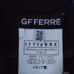 GF Ferre Navy Blue Cotton Crest Applique Detail Straight Fit Trousers S