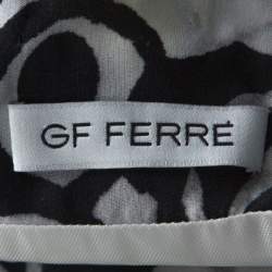 GF Ferre Multicolor circle Print Silk Lace Detail Asymmetric Shoulder Dress L