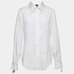 Gianfranco Ferre Off White Cotton Tassel Detail Button Front Shirt XL