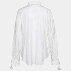 Gianfranco Ferre Off White Cotton Tassel Detail Button Front Shirt XL
