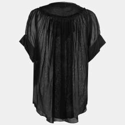 Gianfranco Ferre Black Cotton Bow Detail Button Front Blouse M