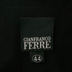Gianfranco Ferre Black Cotton Bow Detail Button Front Blouse M