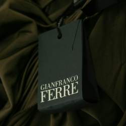 Pre Owned Gianfranco Ferre Olive Green Jersey Draped Cut Out Detail Maxi Dress XL