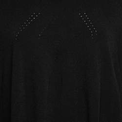 Gianfranco Ferre Vintage Black Knit Tassel-Detailed Sweater Poncho L