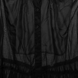 Gianfranco Ferre Black Silk Ruffled Tiered Blouse L
