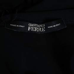 Gianfranco Ferre Black Jersey & Silk Cut-Out Back Belted Dress M