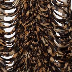Gianfranco Ferre Animal Print Silk Tie Detail Cut-Out Strapless Top L