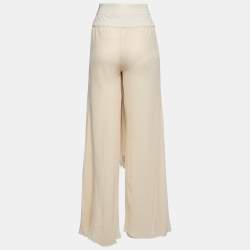 Gianfranco Ferre Vintage Cream Silk-Chiffon Wrap-Effect Wide Leg Pants L